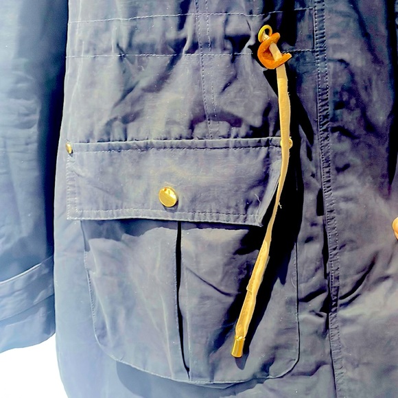 ZARA Navy Blue Hooded Jacket with Cinch Waist - Picture 5 of 7